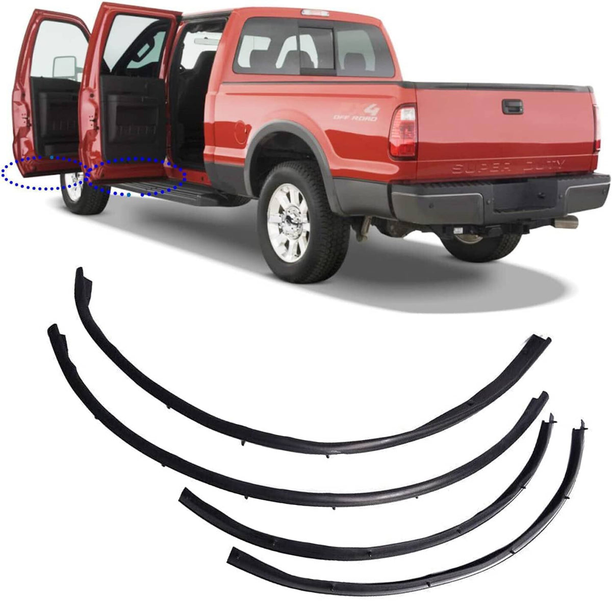 Solidspare Front & Rear Lower Door Weather Strip Seal For 1999-2016 Ford F250 F350 Crew Cab