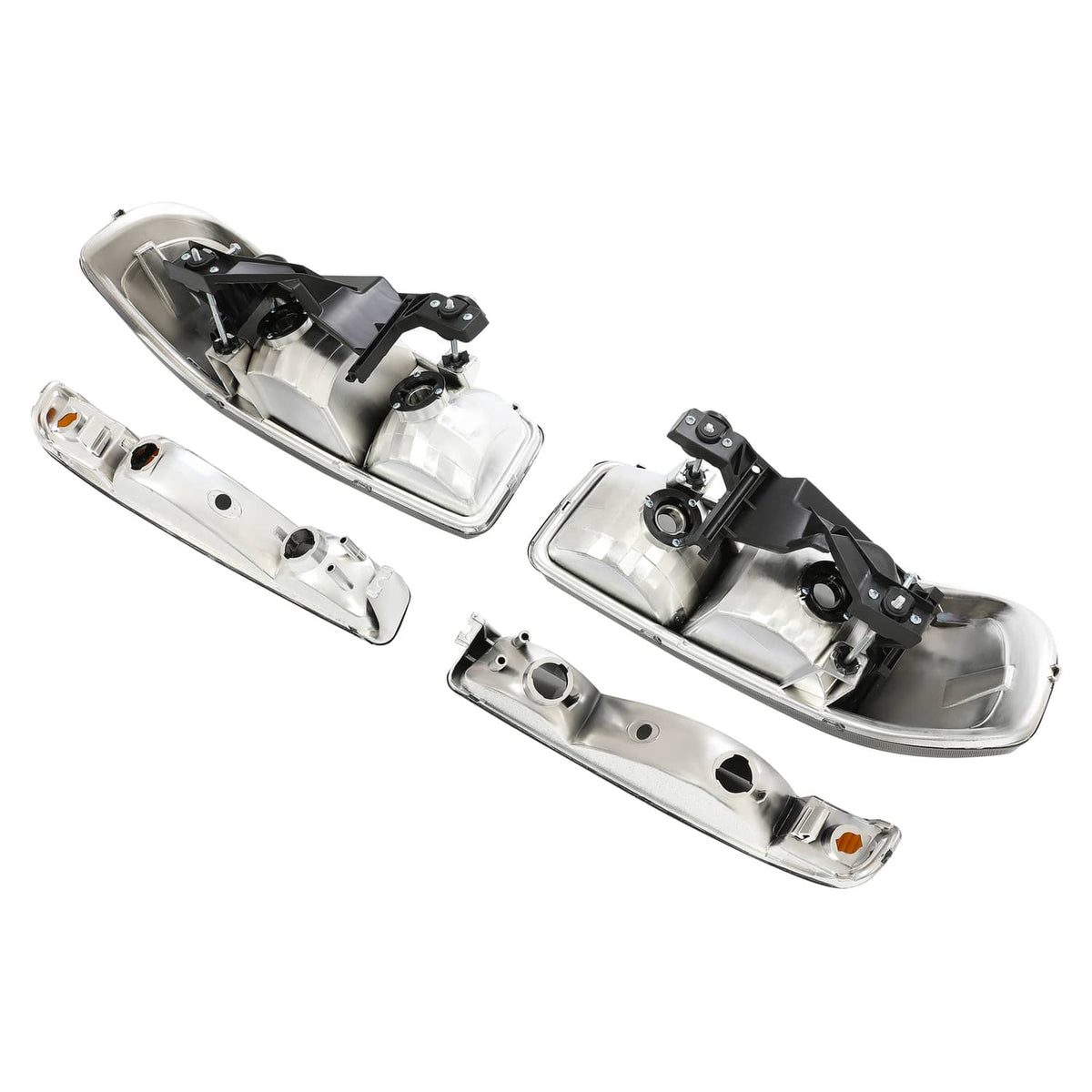 Solid Spare Chrome Headlights+Bumper Lamp Smoke Lens For GMC Sierra 1500 Yukon XL 1999-2007