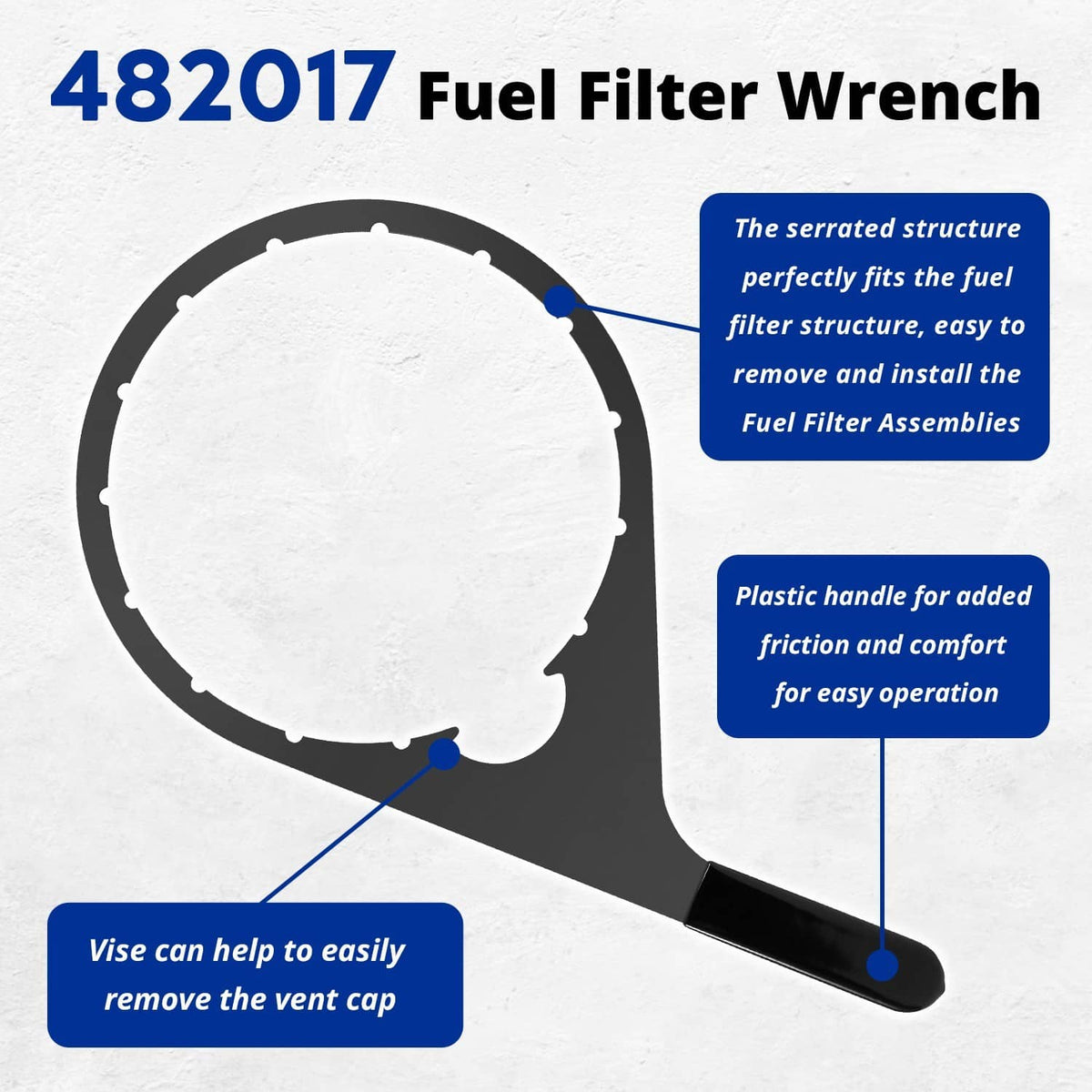 Solidspare 482017 8" Fuel Filter Collar Vent Cap Wrench For Fuel Pro 482, 483, 485,487, 488
