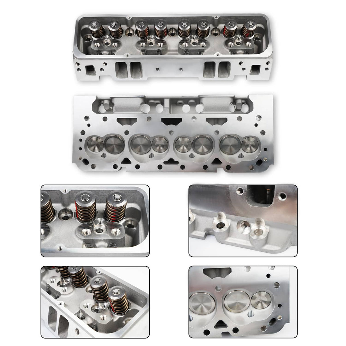 Solidspare 2x Complete Aluminum Cylinder Heads For SBC Chevy 350 190cc 64cc 2.02/1.60 Angle