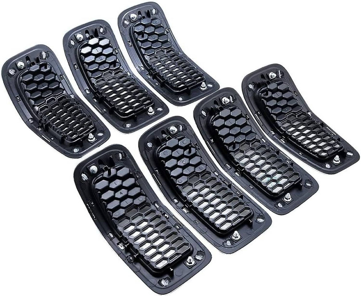 Solidspare 7x Chrome Front Bumper Grille Insert Honeycomb Mesh For 2014-2018 Jeep Cherokee