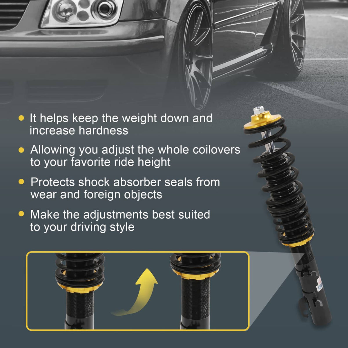 Solidspare COILOVER Suspension KIT Set FOR VW GOLF/ GTI/ JETTA MK4 1999-2005 Shock Struts