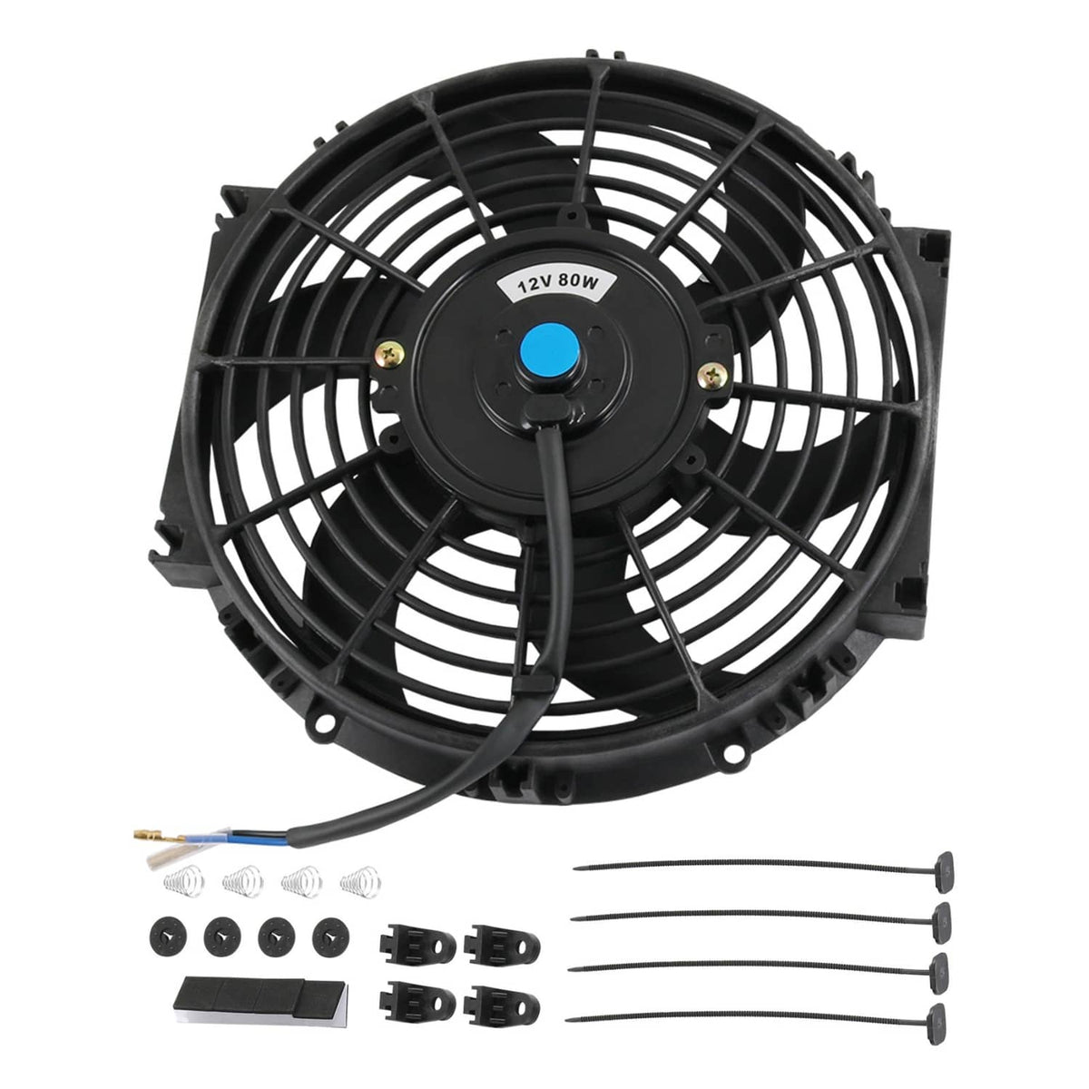 Solidspare Universal Electric Radiator Slim Cooling Fan Push Pull 10" Inch 12v 80w 1750CFM
