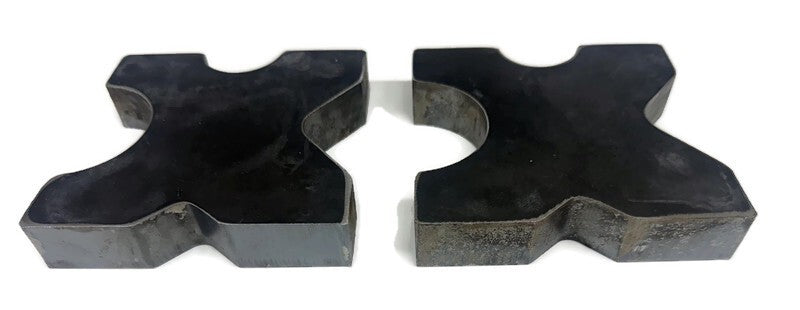(Set of 2) 20 TON Steel Shop Press Bed Plates for H-Frame Arbor 4 Notch 1"x5"x5"