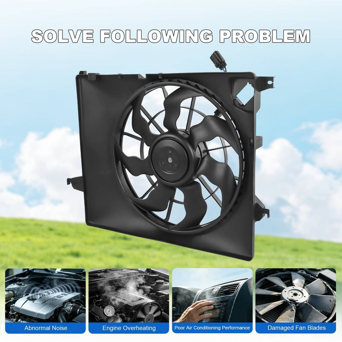 Solidspare Engine Radiator Cooling Fan Assembly For Hyundai Santa Fe kia 2013-2018 620-463