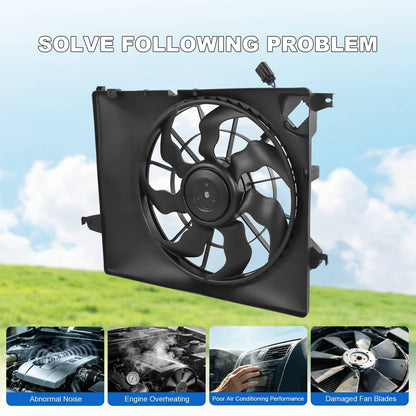Solidspare Engine Radiator Cooling Fan Assembly For Hyundai Santa Fe kia 2013-2018 620-463