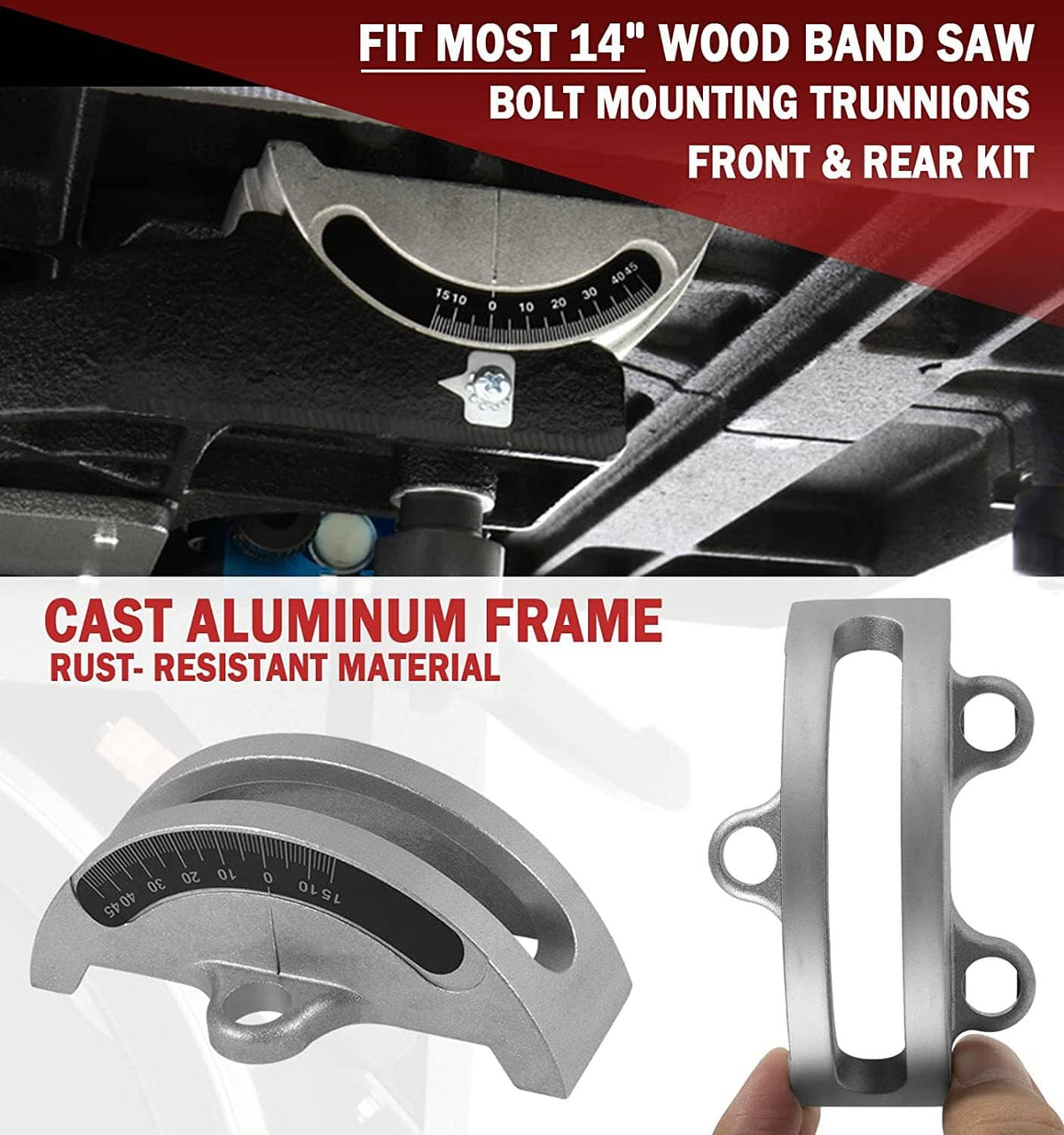 Solid Spare 14" Bandsaw Trunnions Front and Rear Kit 426-02-395-0005,426-02-0-950-0002 -2PCS