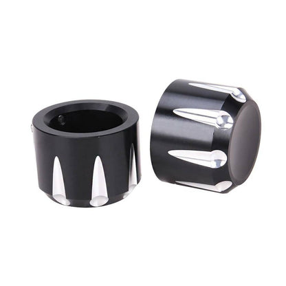 Solidspare Black Thick Cut Front Axle Cap Nut Covers For Harley Touring Road Glide King