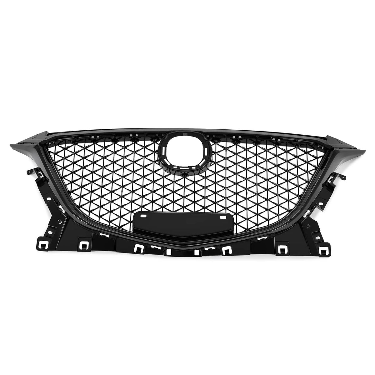 Solid Spare For Mazda 3 Axela 2014-2016 15 Honeycomb Upper Grille Bumper Assembly Set Black