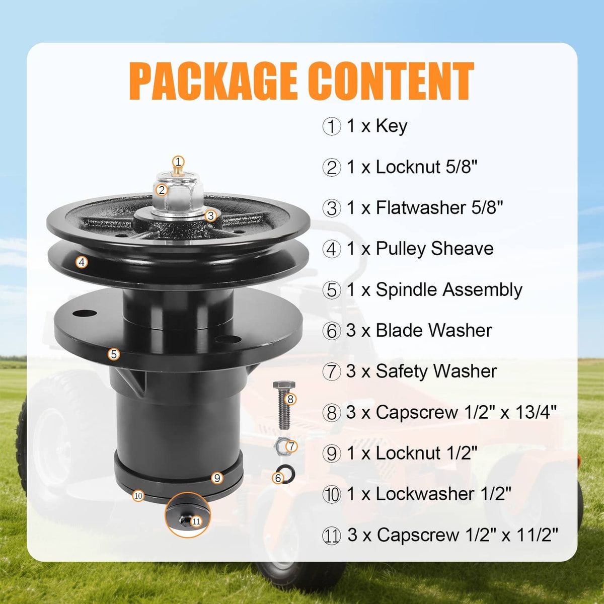 Solidspare Complete Spindle Assembly For 50051388 Bush Hog RDTH FTH ATH EFM TD Mowers