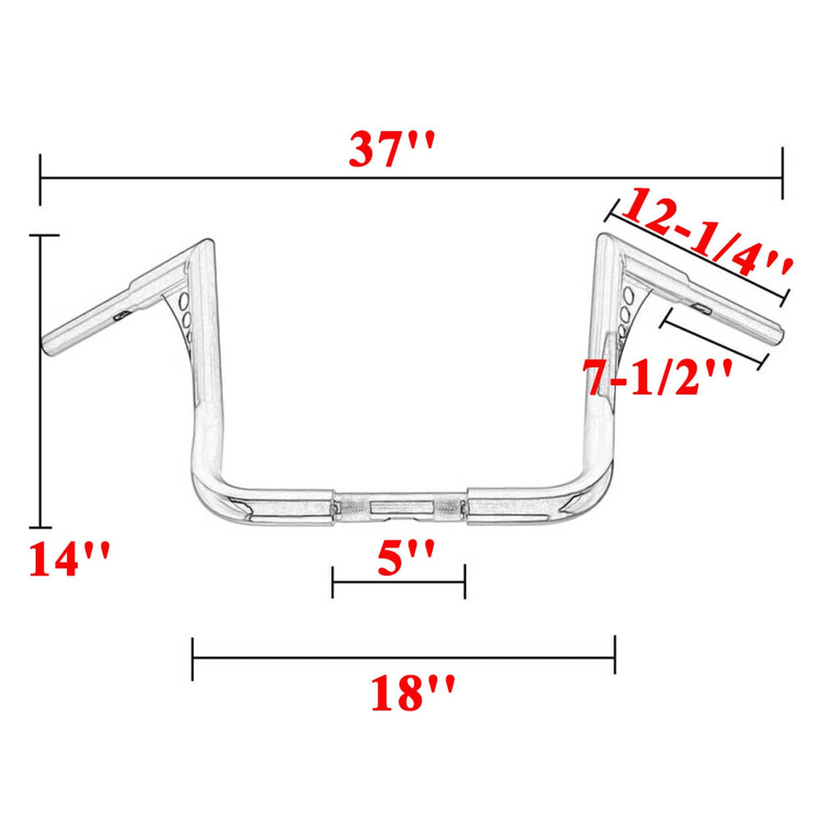 Solidspare 14" in. Monkey Bagger Meathook Bar Handlebar for Harley Electra Street Glide US