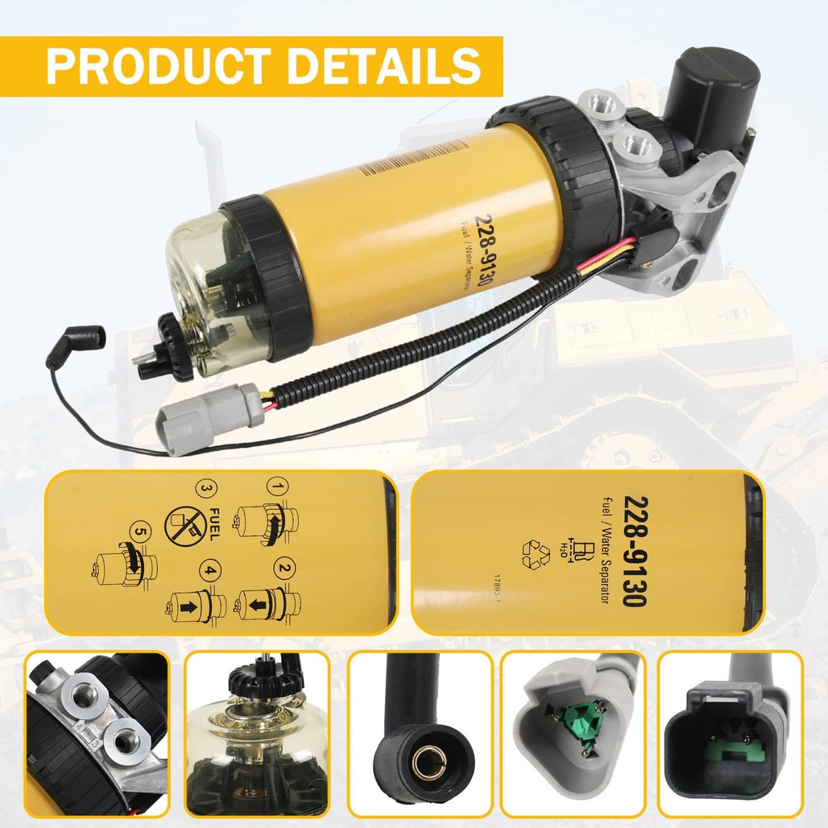 Solidspare 228-9129 Fuel Pump & Fuel Filter Assy for CAT 3054 3046 Loader 414E 416E 420E