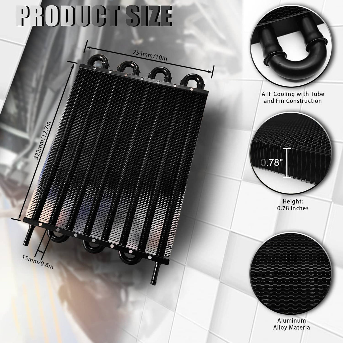 Solidspare Universal 8 Rows Aluminum Remote Transmission Oil Cooler Radiator Converter Set