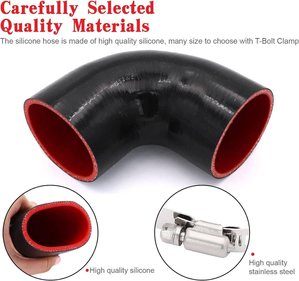 Solidspare 3" inch 90 Degree 76mm Elbow Silicone Hose/Intake/Intercooler Pipe Turbo Coupler
