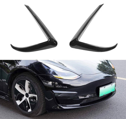 Solidspare Gloss Black Front Fog Light Eyebrow Cover Trim For Tesla Model 3 2017-2023 U8