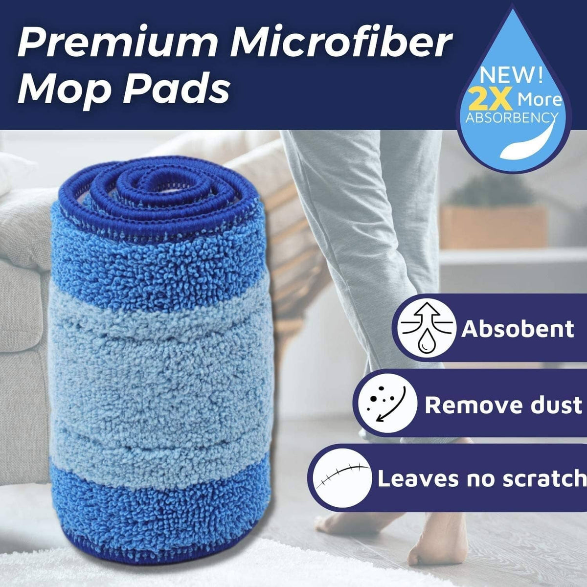 Solid Spare 3Pcs Replacement Microfiber Cleaning Refill Pads For Bona Mop 18" Reusable Tools