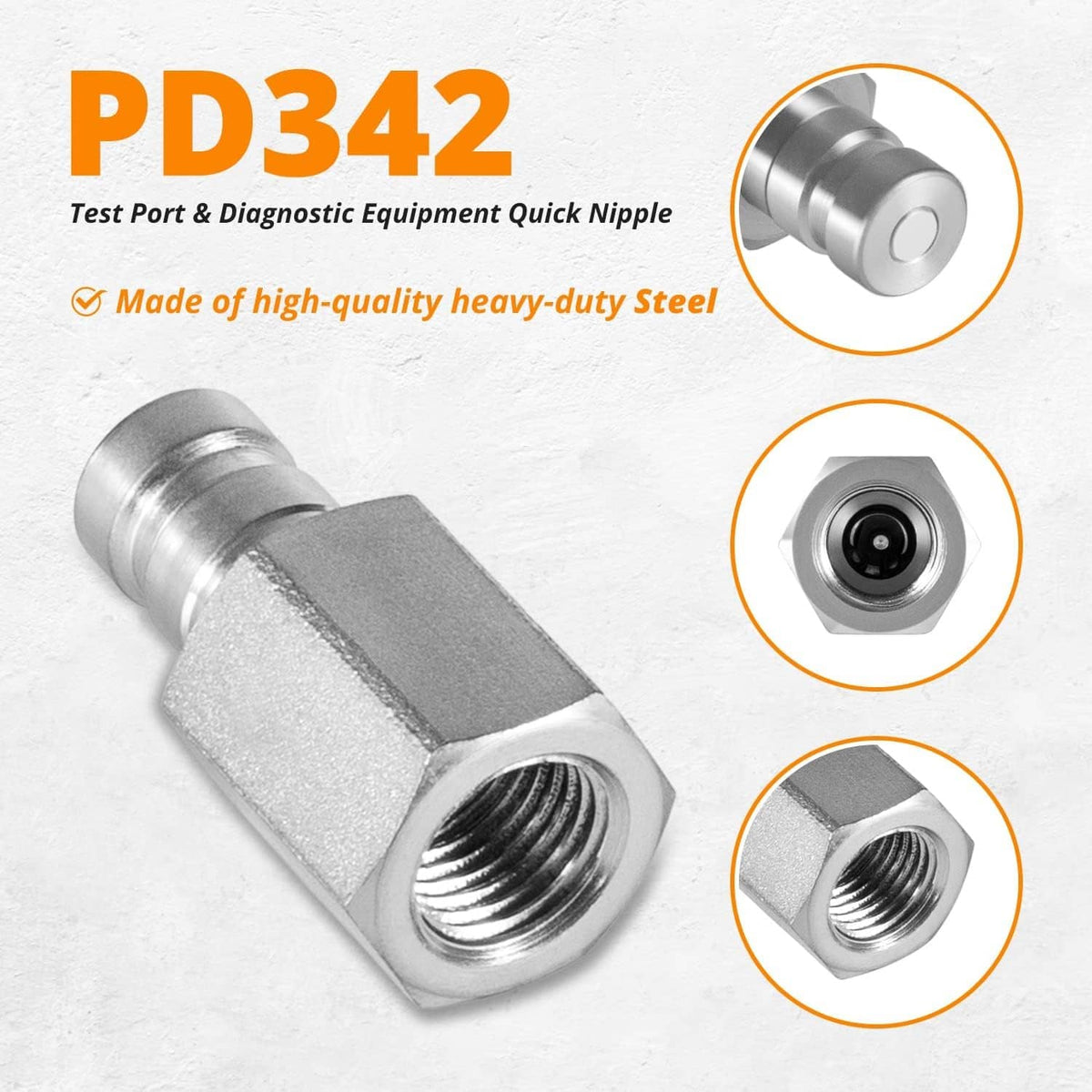 Solidspare PD342 Series PD Steel Test Port and Diagnostic Equipment Quick Nipple