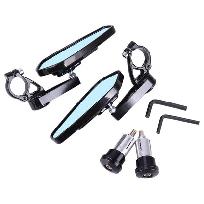Solidspare Universal Motorcycle 7/8" 22mm Handle Bar End Rearview Side Mirrors Left & Right