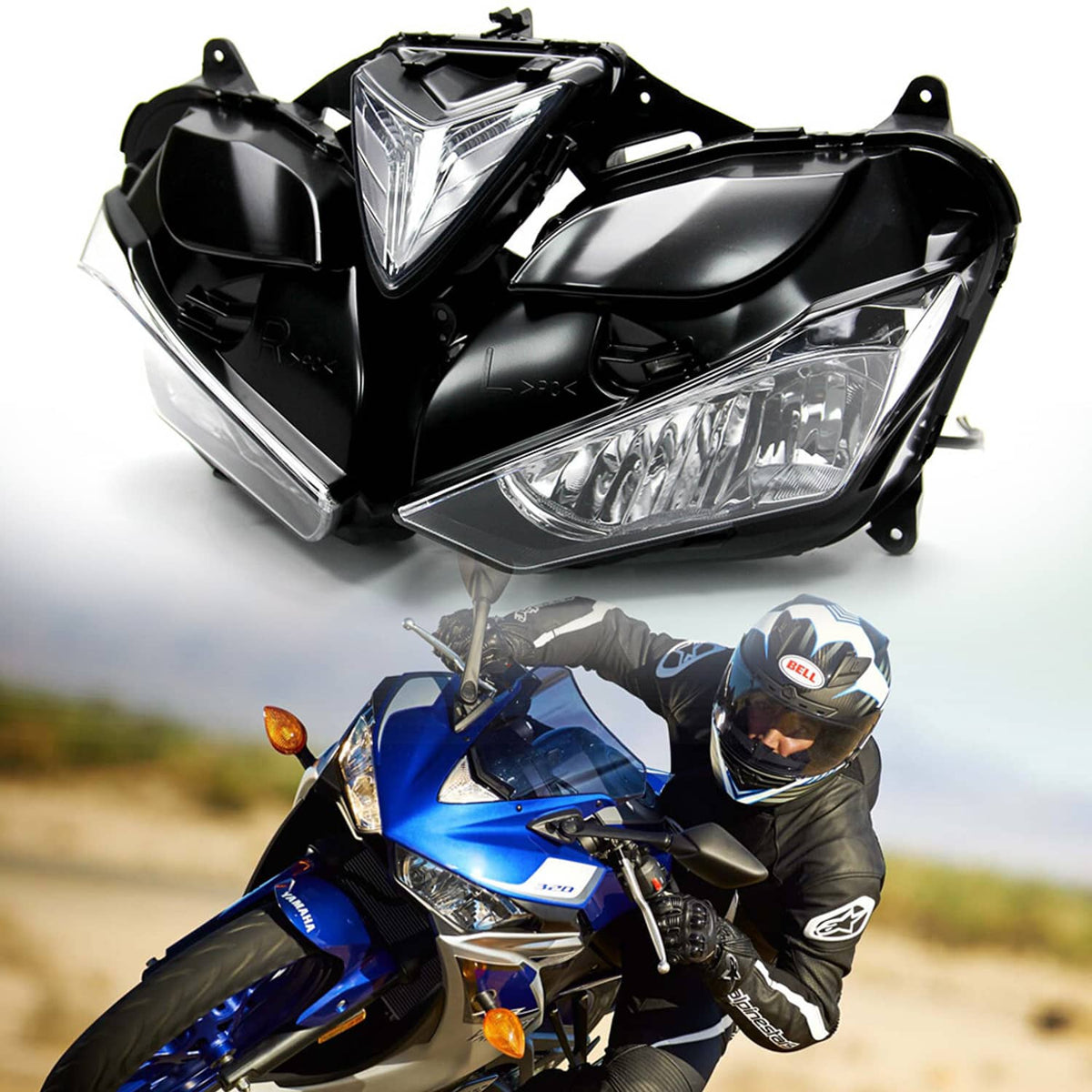 Solidspare Headlight Assembly Clear for Yamaha YZF-R3 YZFR3 2013 2014 2015 2016 2017 2018