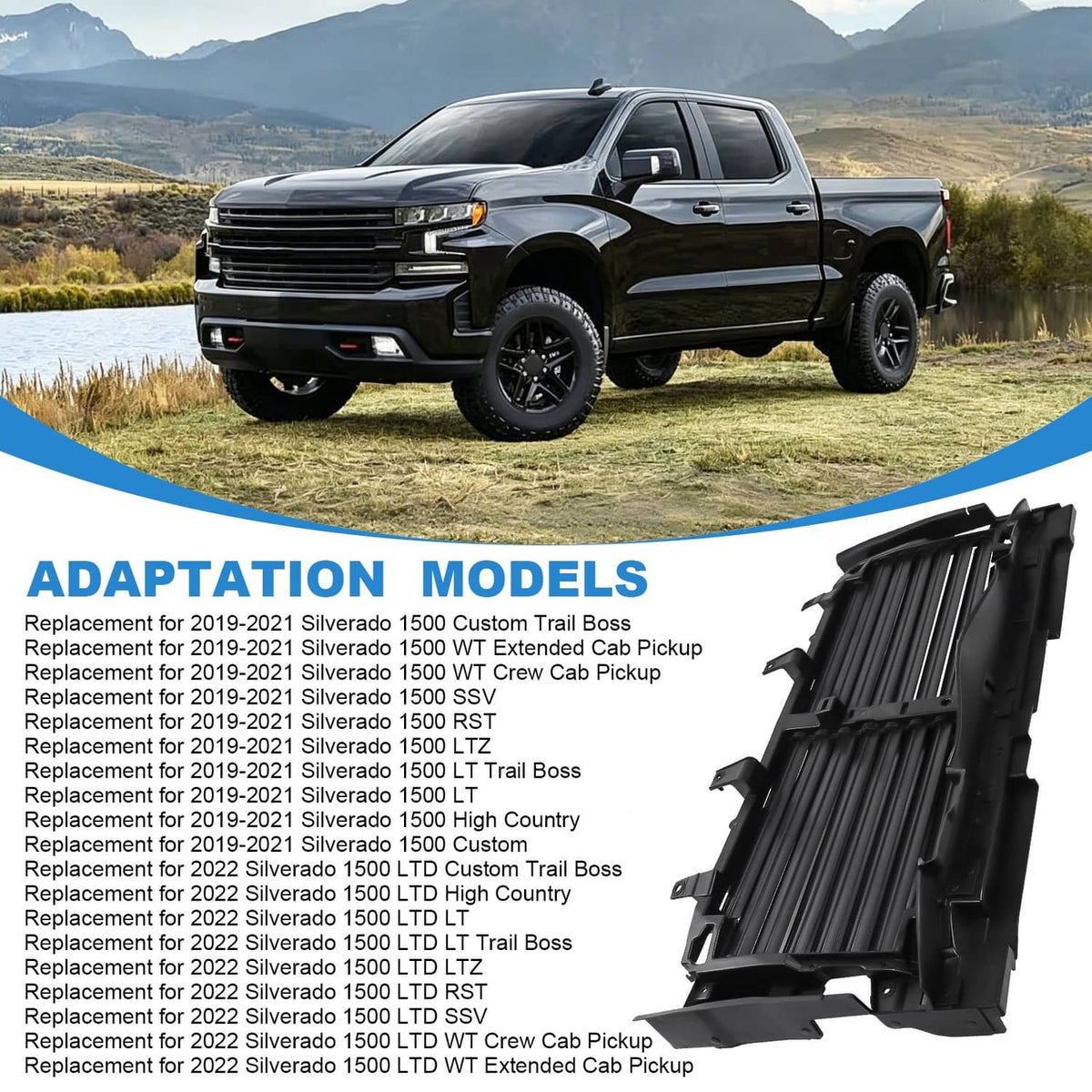 Solidspare Active Grille Shutter with motor for Chevy  84652494 Chevrolet Silverado 1500 LT