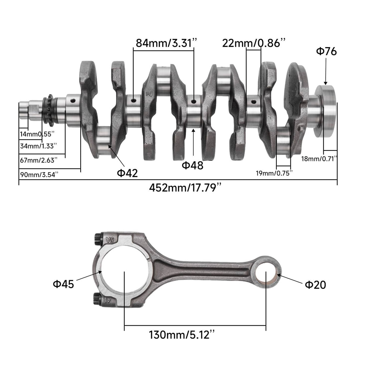 Solidspare Crankshaft & Main Rod Bearing Set for Hyundai Kia 1.6L Turbo Engine Rebuild Kit