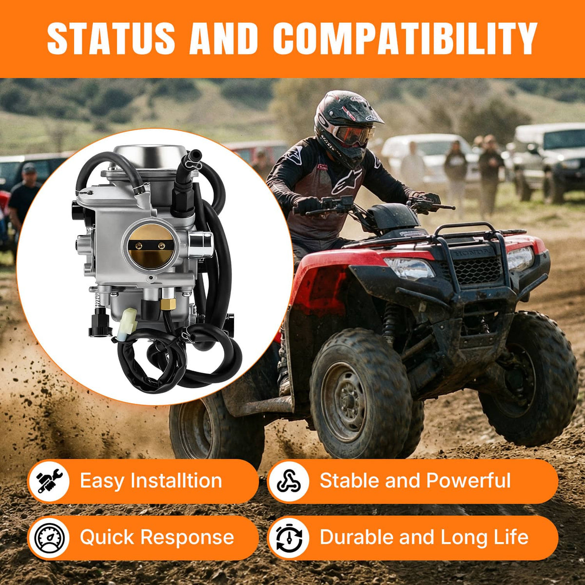 Solidspare For 00-06 Honda Rancher 350 TRX350 FE FM TE TM Carburetor With Kit 16100-HN0-A00