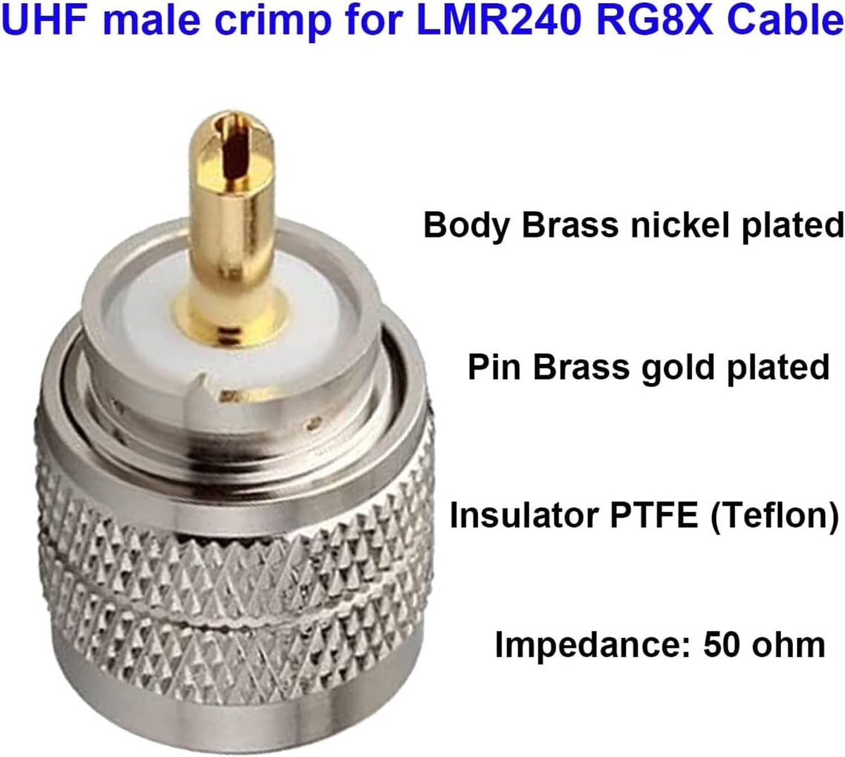 Solid Spare 10pcs SL16 male UHF-J-3M connector with SYV50-3/RG58 RF copper shaft all copper