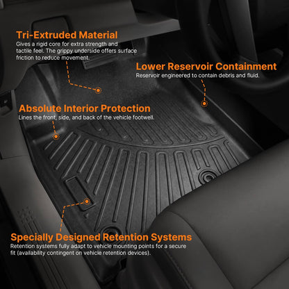 Solidspare Front & Rear Floor Mats Liners TPE For 2009-2015 Honda Pilot 4-Door All Weather