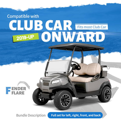 Solidspare Fender Flares Kit for 2019-up Club Car Onward Complete Set of Four Front & Rear