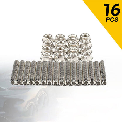 Solidspare 16Pcs Stainless Steel Exhaust Manifold Stud Nuts Kit for Ford 4.6 5.4 Liter V8