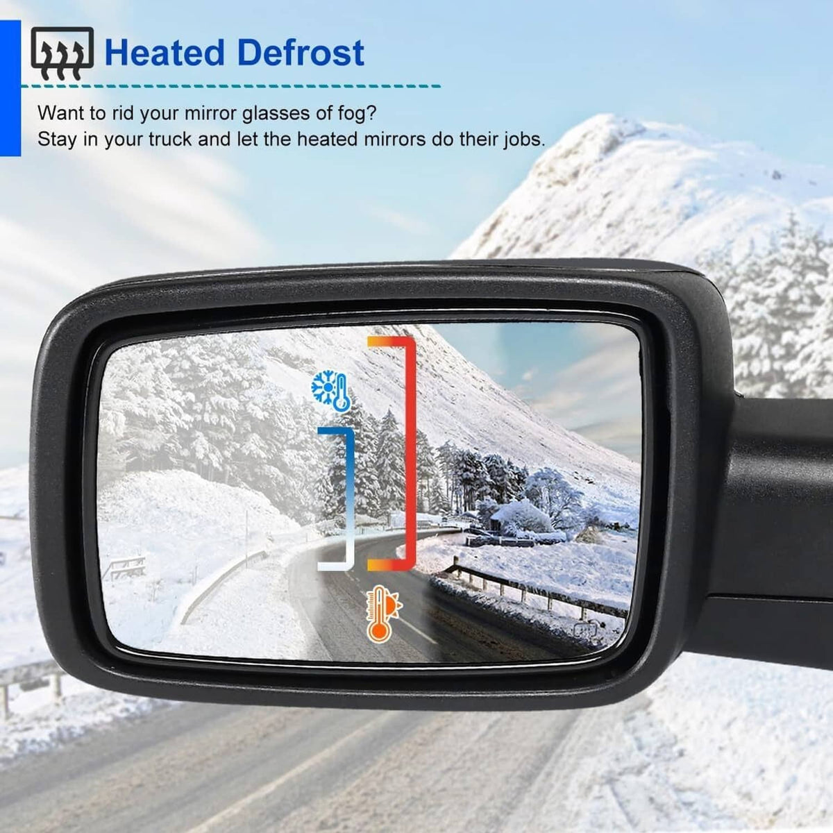 Solidspare Left/Driver Mirror w/Heated+ Temp Sensor Power Fold For 2013-2019 Dodge Ram 1500