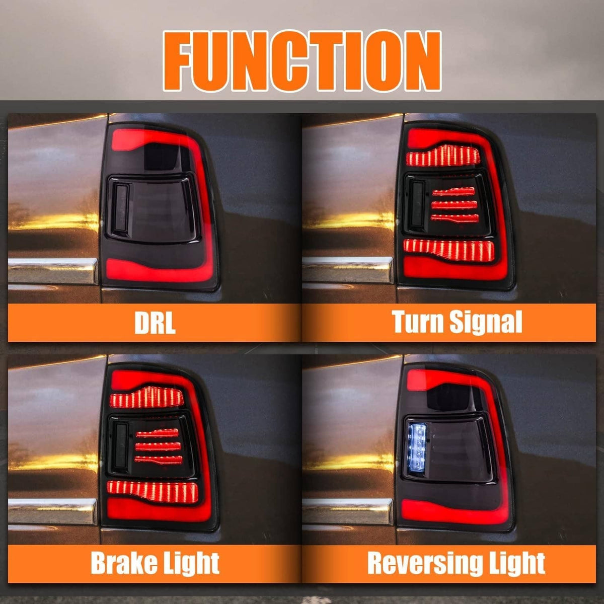 Solidspare 2Pcs LED Tail Light For 2009-2018 Dodge Ram 1500 2500 3500 Rear Light Smoke Len