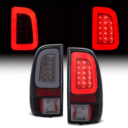 Solid Spare For 1997-03 Ford F150 99-07 F250 F350 Black Smoke LED Tube Tail Light Brake Lamp