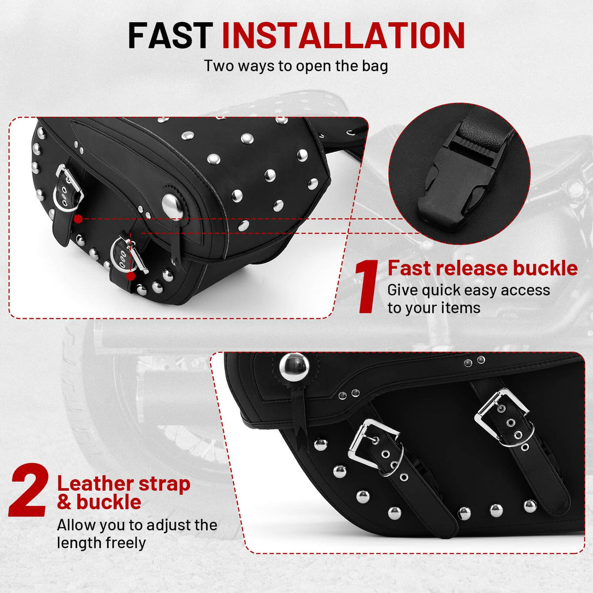 Solidspare Motorcycle Saddle Bags Side Tool Bag Luggage For Harley Sportster XL 883 1200