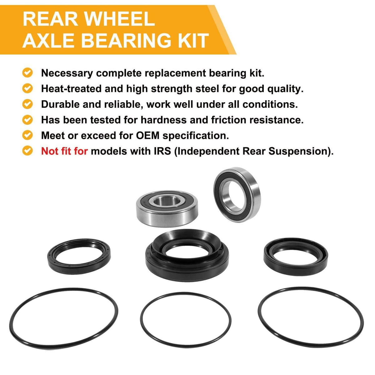 Solid Spare Rear Wheel Axle Bearing Kit for Honda Rancher 420(SRA) TRX420,Foreman 500 TRX500