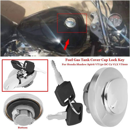 Solidspare Fuel Gas Tank Cap Cover Key for Honda Shadow Rebel Magna For V Star 650 1100