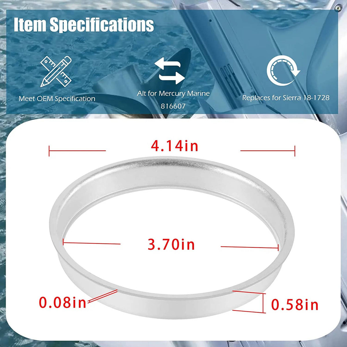 Solid Spare 816607 Bellows Sleeve Ring for Mercrusier Alpha One Gen II/2 1991 and Up 18-1728