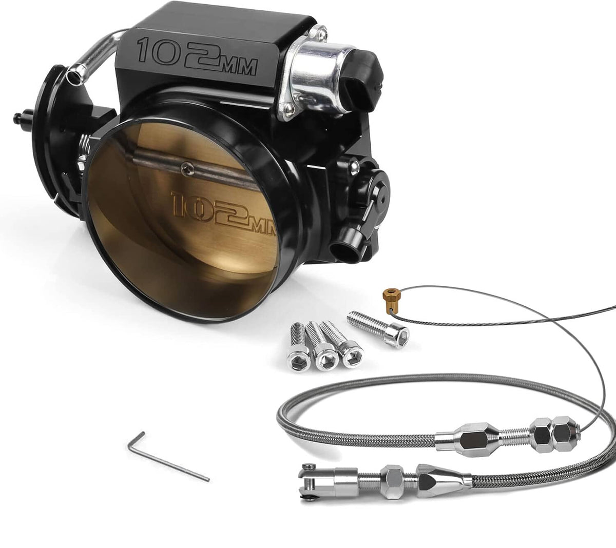 Solidspare 102MM LS Throttle Body with Position Sensors TPS IAC+Throttle Gas Cable Kits