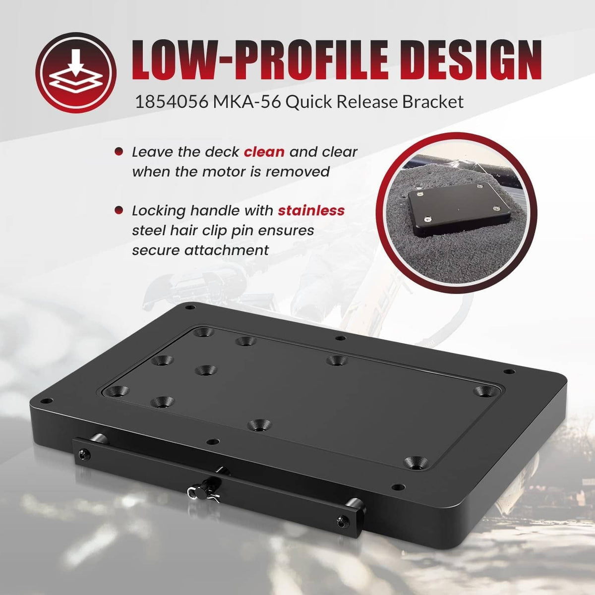 Solidspare 1854056 MKA-56 Quick Release Bracket for Minn Kota QUEST Trolling Motor, Black