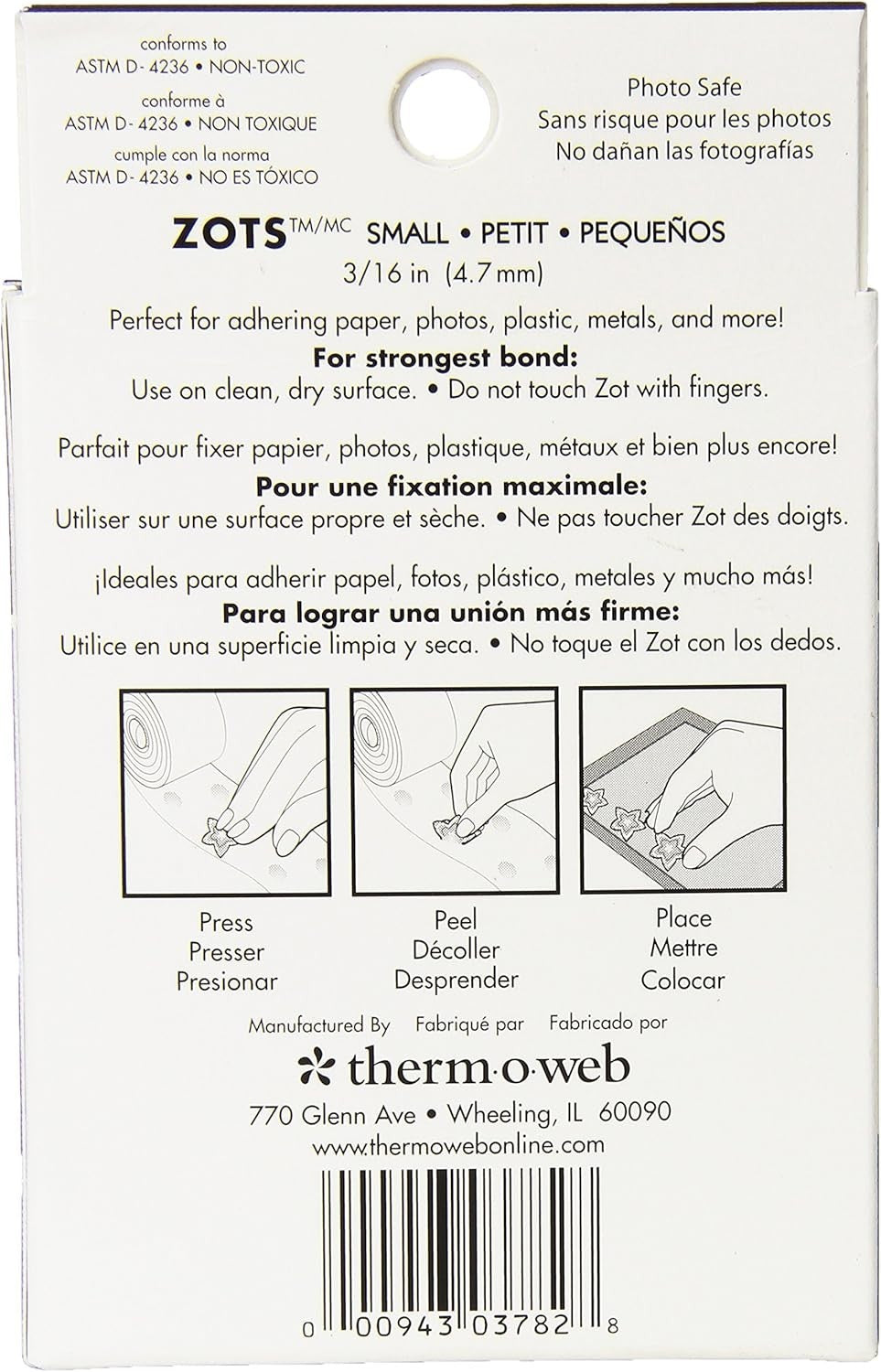 Thermoweb Zots Clear Adhesive Dots-Small 3/16" x 1/64" Thick 300 Pkg