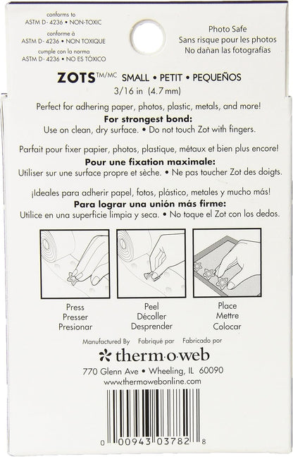 Thermoweb Zots Clear Adhesive Dots-Small 3/16" x 1/64" Thick 300 Pkg