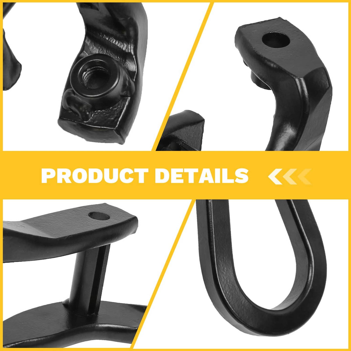 Solidspare Pair Black Tow Hooks Kit 84072464 For 2015-2019 Silverado Sierra 2500HD & 3500HD