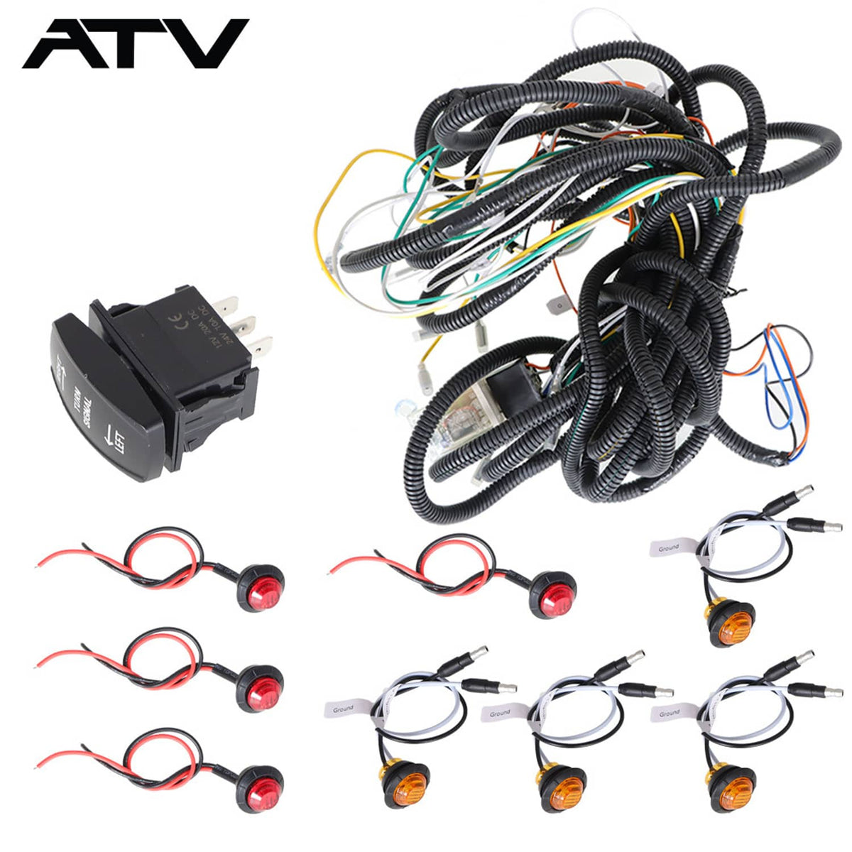 Solidspare Generic Street LED Rocker Switch Turn Signal Kit For SXS Kawasaki Mule Teryx 4