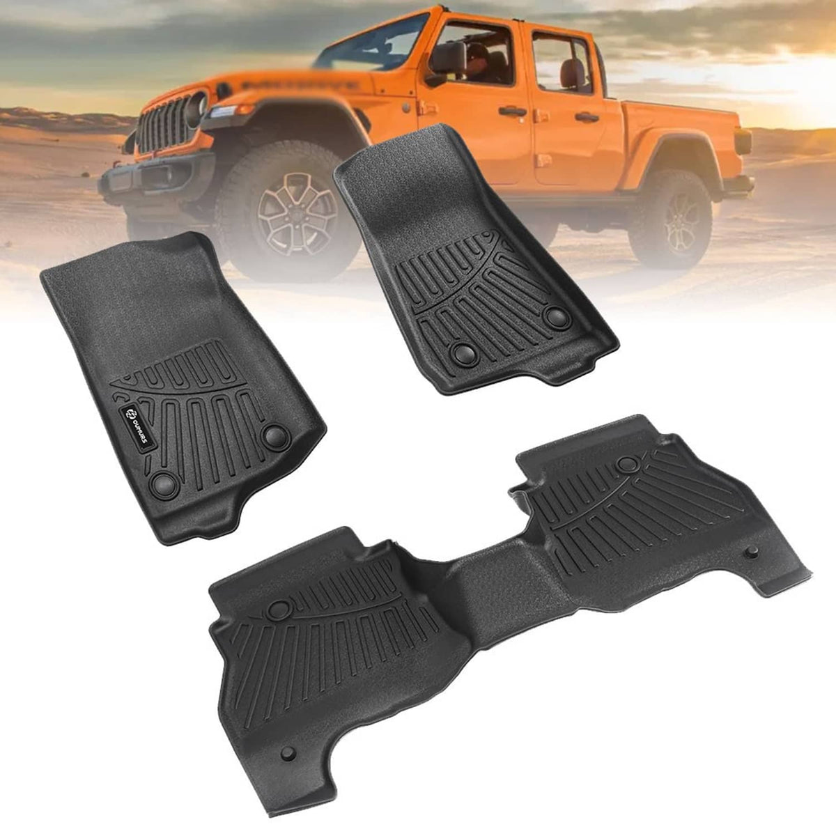 Solidspare Fit For 2020-2025 2026 Jeep Gladiator All Weather TPE Floor Mats Floor Liners