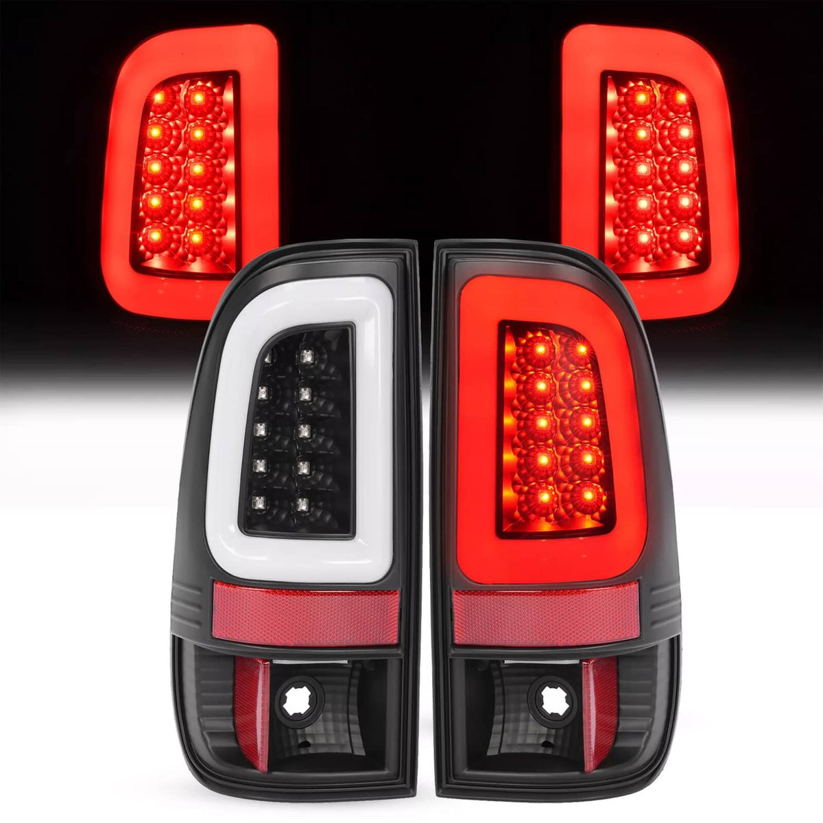 Solid Spare Black LED Tube Tail Lights Lamps For Ford F250 F350 F450 SD SuperDuty 2008-2016
