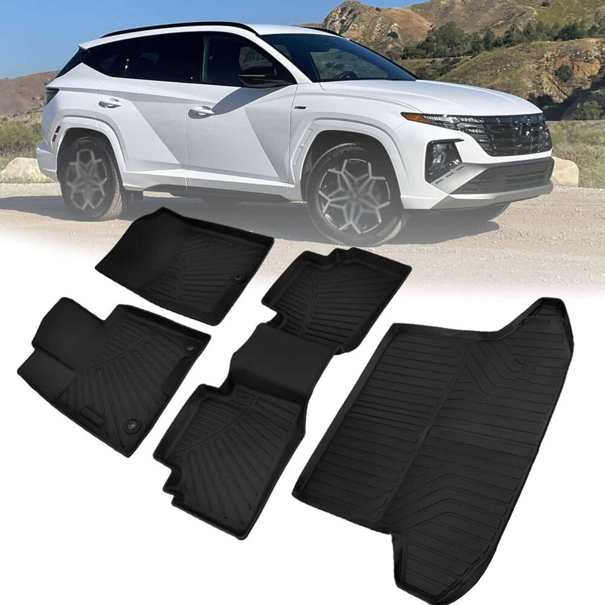 Solidspare Car Floor Mats Trunk Cargo Liner Accessories Full Set For Hyundai Tucson 2022-25
