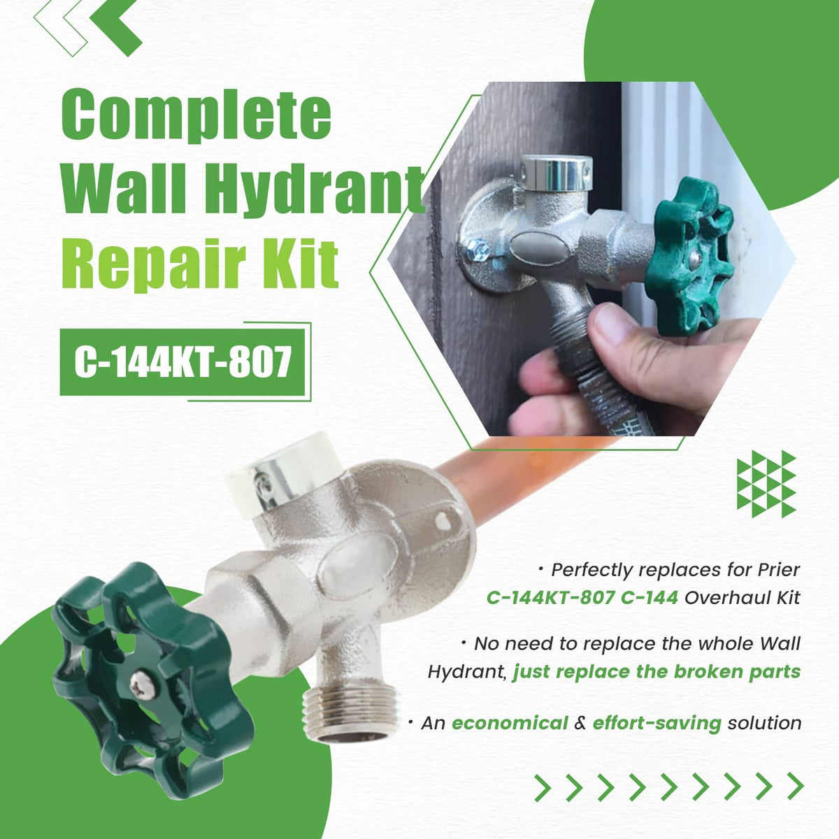 Solidspare Replace for Prier C-144KT-807 Anti-Siphon Freezeless Faucet Repair Kit for C-144