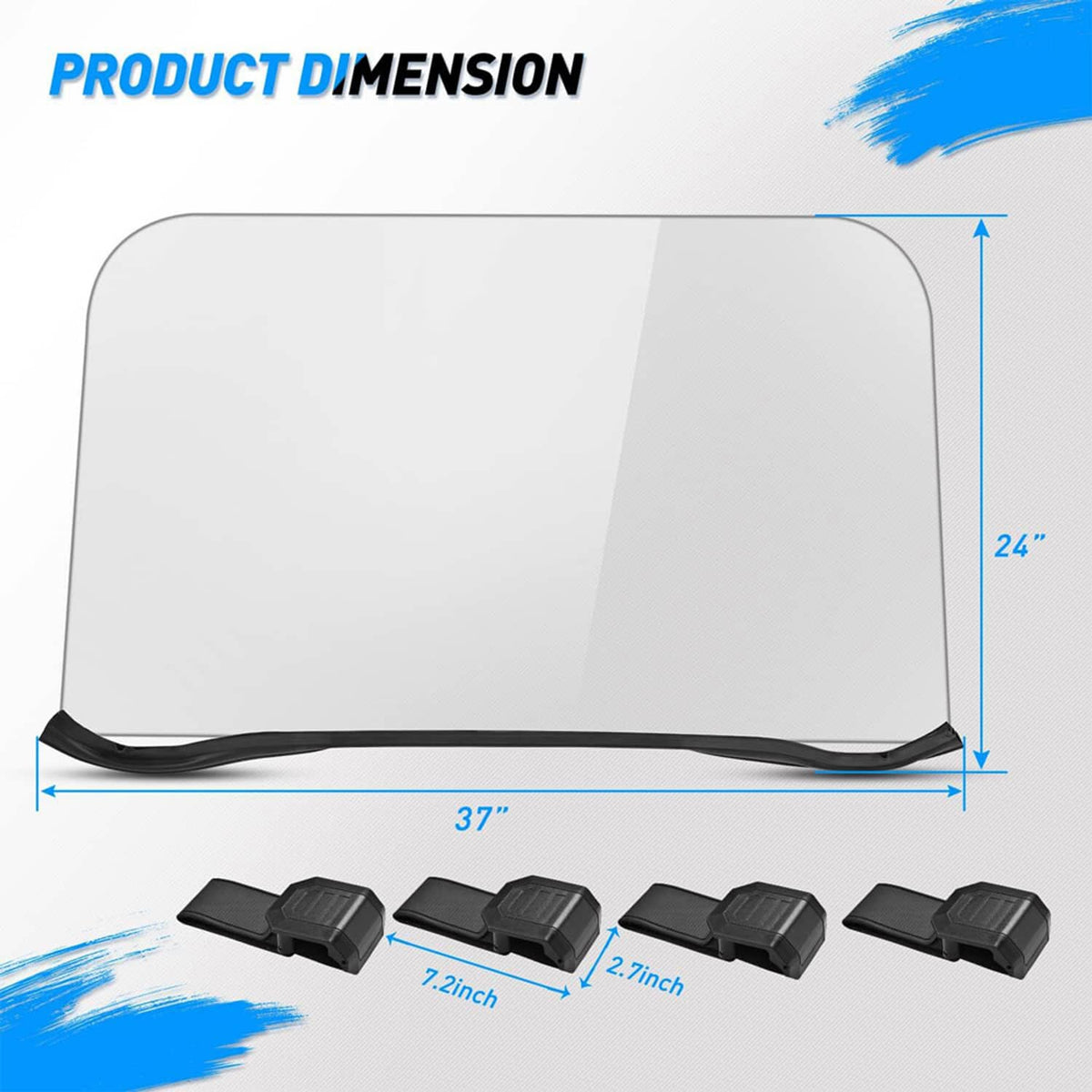 Solidspare UTV Full Windshield PC For Polaris RZR 570 800/4 800S XP 900/4 Scratch-Resistant