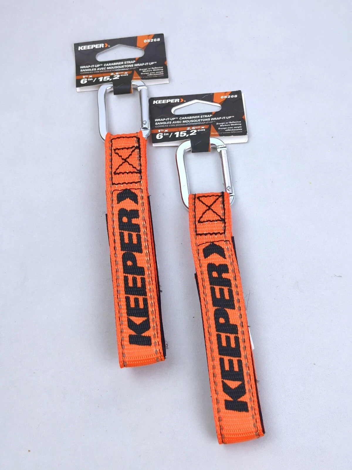 2 ~ Keeper Wrap-It-Up ORANGE BUNDLING STRAP UV Resist Waterproof Carabiner 05268