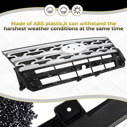 Solid Spare For Ford Explorer 2018 2019 Front Bumper Grill Upper Grille ABS Painted Chrome